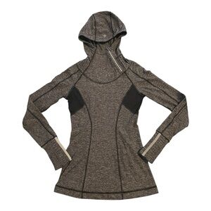 Lululemon Womens S/M Compression Ponytail Hoodie Long Sleeve Assymetrical Zip